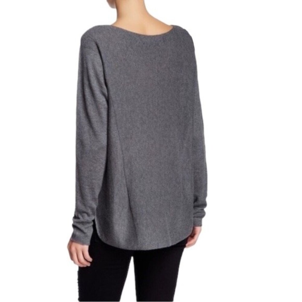 Vince Womens Rack Stitch Wool Cashmere Blend Contrast Rib Knit Gray Sweater Top - Picture 2 of 9